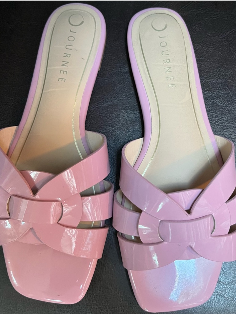 Journee Collection Light Pink Patent Slide Mules
